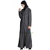Front open Denim coat abaya- Dark Grey